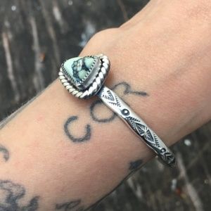 Posiedon Variscite & Sterling Silver Stacker Cuff